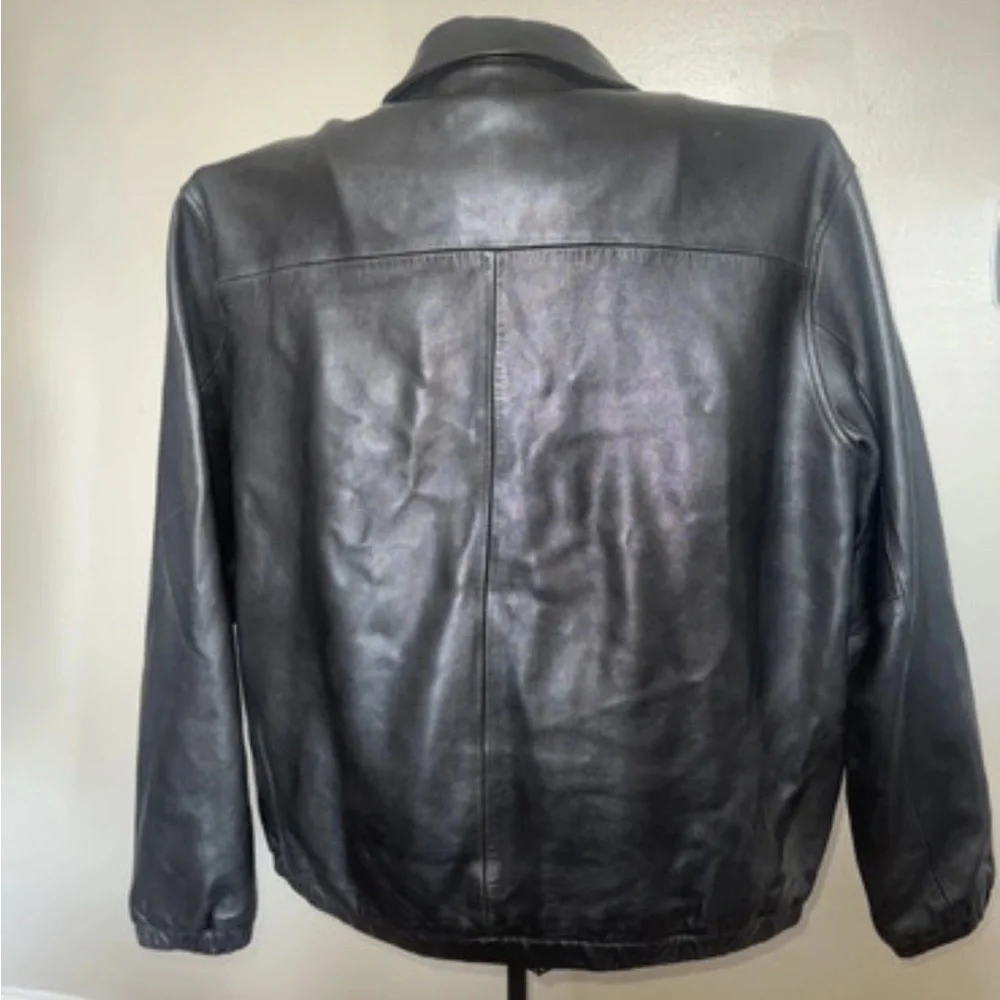 Ralph Lauren Black Leather Bomber Jacket - Picture 2 of 5